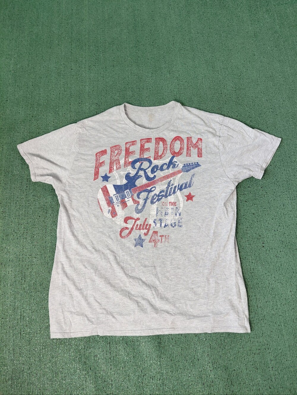 Freedom Rock Festival July 4th Patriotic USA Gray T Shirt Sz XL/XXL